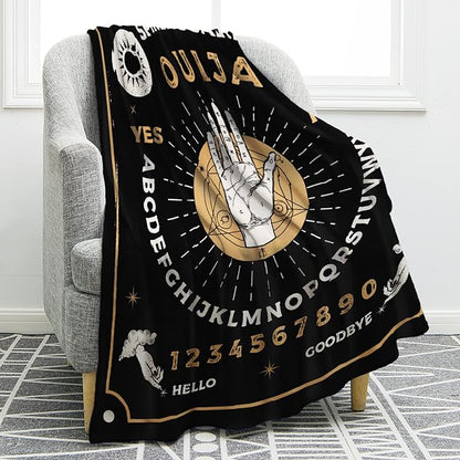 Jekeno Ouija Board Blanket Gifts for Women Kids Girls Toddlers Home Bedroom Living Room Decor Soft Cozy Lightweight Throw Blankets Black 50"x60"