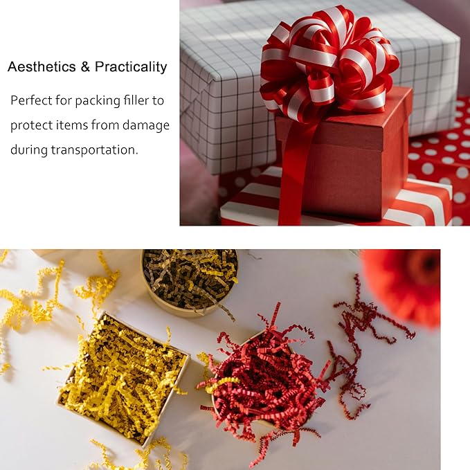 Red Crinkle Paper Filler 2 LB Shredded Confetti for Gift Basket Stuffing Easter Egg Grass