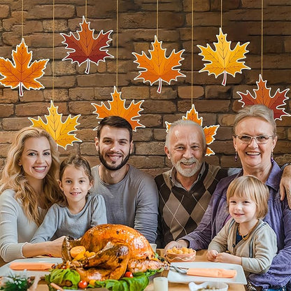 Fall Thanksgiving Hanging Swirls Decoration Big Maple Leaf Hanging Foil Swirls Ceiling Decor for Thanksgiving Party Supplies Autumn Harvest Ceiling Hanging 8Pcs