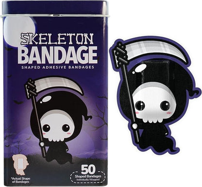 BioSwiss Kids Bandages, Halloween Skeleton Shaped Self Adhesive Bandage Set, Latex Free, Sterile Wound Care, 50 Count