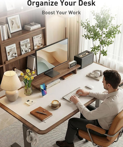 Aothia Faux Leather Desk Mat - Large Mouse Pad, Non-Slip PU Leather Blotter, Waterproof Writing Surface for Office and Home (Pale Lavender White, 40" x 24")