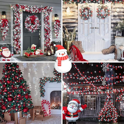4Pack 80FT 240LED Fairy Lights Battery Operated with Remote & Timer 8 Modes Twinkle String Lights Battery Powered Indoor Outdoor Waterproof for Bedroom Classroom Christmas Décor, Red & Cool White