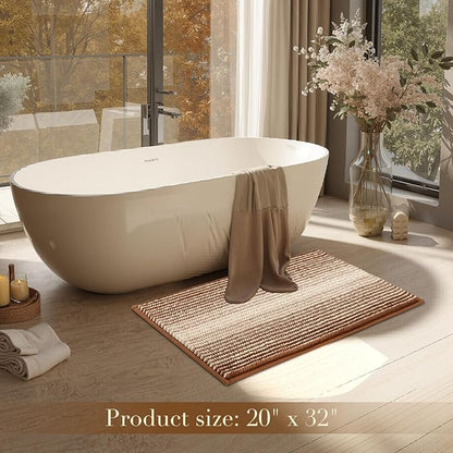 BSICPRO Bathroom Rugs, Bath Mat Rug for Bathroom Non Slip 20 x 32 Inches Water Absorbent Chenille Bath Floor Mats Machine Washable (Coconut Brown)