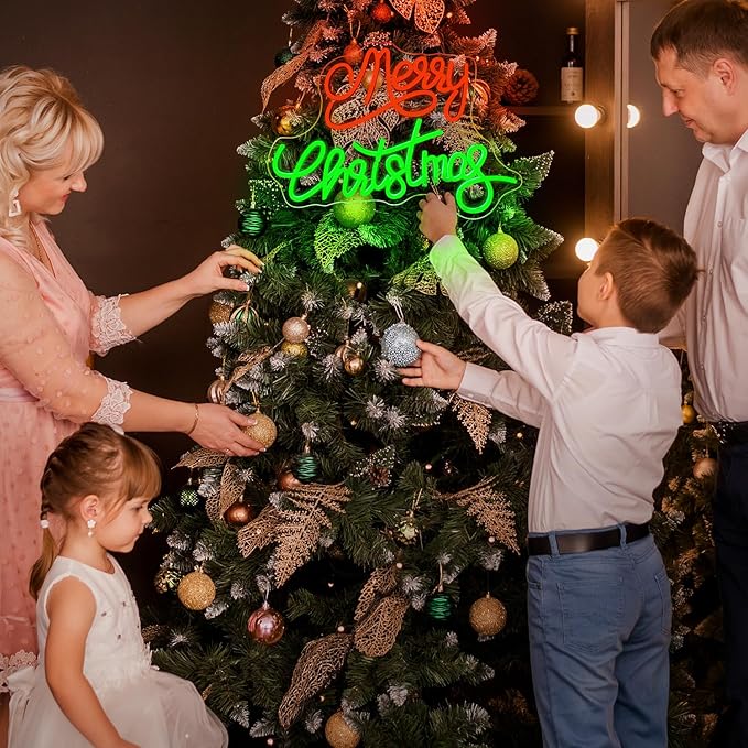 NOSUN Merry Christmas Neon Sign for Wall Decor Dimmable Merry Christmas Led Signs for Xmas Party Kids Bedroom Bar Pub Club Xmax Gift Decorations Bedroom Window Bar Club Shop Gift Decor