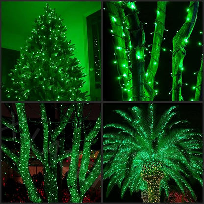 YULETIME 200 Green Christmas Lights, Pack of 2 Strands of 21 ft 100 Count UL Certified Incandescent Mini String Light (Green - Green Wire)