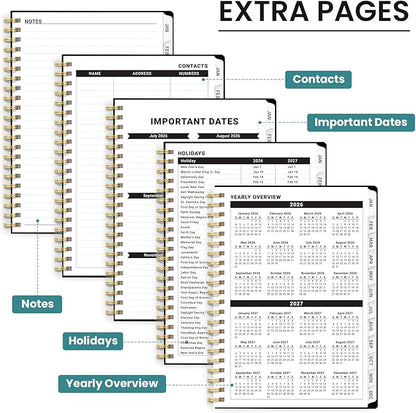 2026 Planner, Weekly and Monthly Planner for Women, Jan 2026 - Dec 2026 Pretty 2026 Calendar Planner with Monthly Tabs, Inner Pocket, Spiral Binding, Perfect for Office Home School - 6.3" x 8.5", Cactus Garden