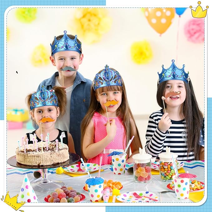 Yaomiao 44 Pcs Foam Crowns for Kids Princess Tiaras Crowns Bulk Diamond Sticker Making Kits for Birthday Party Supplies