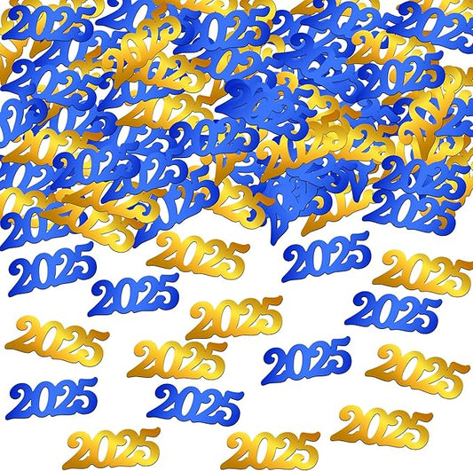 KatchOn, Blue and Gold 2025 Graduation Confetti - Pack of 500 | 2025 Grad Confetti for Blue and Gold Graduation Decorations 2025 | Class of 2025 Decoration, Prom Decorations 2025