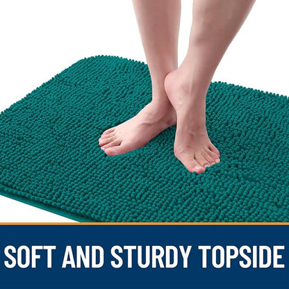 OLANLY Dog Door Mat for Muddy Paws 70x46, Absorbs Moisture and Dirt, Absorbent Non-Slip Washable Doormat, Quick Dry Chenille Mud Mat for Dogs, Entry Indoor Entryway Carpet for Inside Floor, Lake Blue