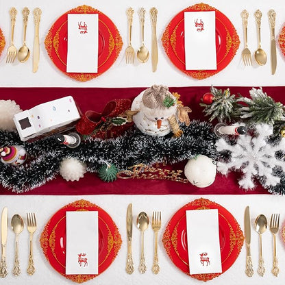 50 Pack Christmas Deer Paper Napkins - Christmas Red Dinner Napkins - Cloth-like Disposable Hand Towels for Xmas Holiday Table Bathroom Decor Party