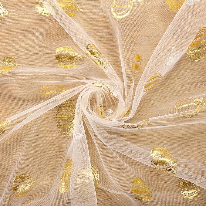 Pumpkin Gold Table Runner for Thanksgiving Sheer Gauze Cheesecloth 120 Inch with Glitter Harvest Feast Decor for Family Gatherings Dining Table Home Celebration - Beige