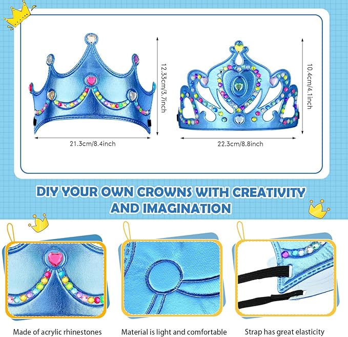 Yaomiao 44 Pcs Foam Crowns for Kids Princess Tiaras Crowns Bulk Diamond Sticker Making Kits for Birthday Party Supplies