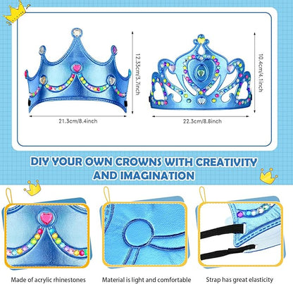 Yaomiao 44 Pcs Foam Crowns for Kids Princess Tiaras Crowns Bulk Diamond Sticker Making Kits for Birthday Party Supplies