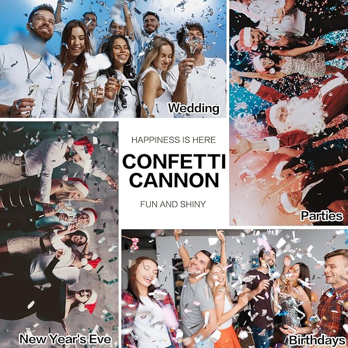 12Pack Sliver Confetti Poppers - 12inch Confetti Cannon for Weddings, Graduations, Birthdays & New Year Eve