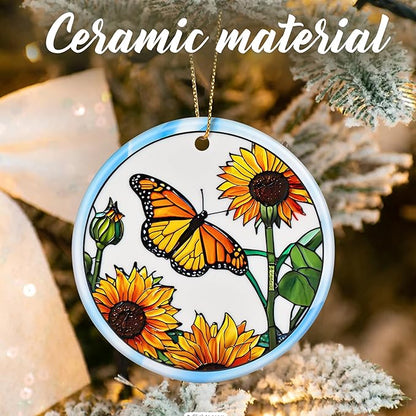 Sunflower Butterfly Ornament, Christmas Ornaments: Christmas Tree Decorations, Holiday Decor, Stocking Stuffers, Gift Ideas, Xmas Gift, Butterfly Lover Gifts & Gifts for Women