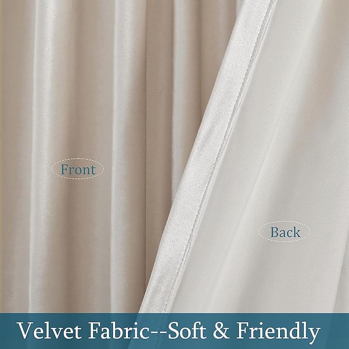 PRIMROSE Cream Ivory Curtains 120 inch for Living Room,2 Panels Drapes Blackout Rod Pocket Back Tab Window Treatment Room Darkening Thick Decorative Curtains for Bedroom