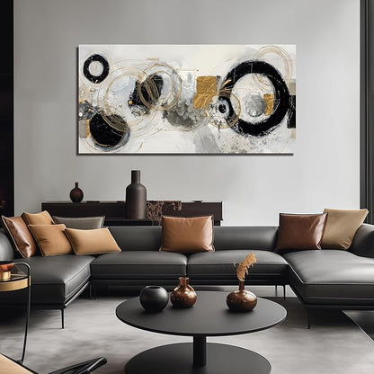 Black White and Gold Prints Wall Decor for Bedroom Abstract Poster Wall Art for Office Large Wall Art for Living Room Size 29 x 58 Inch