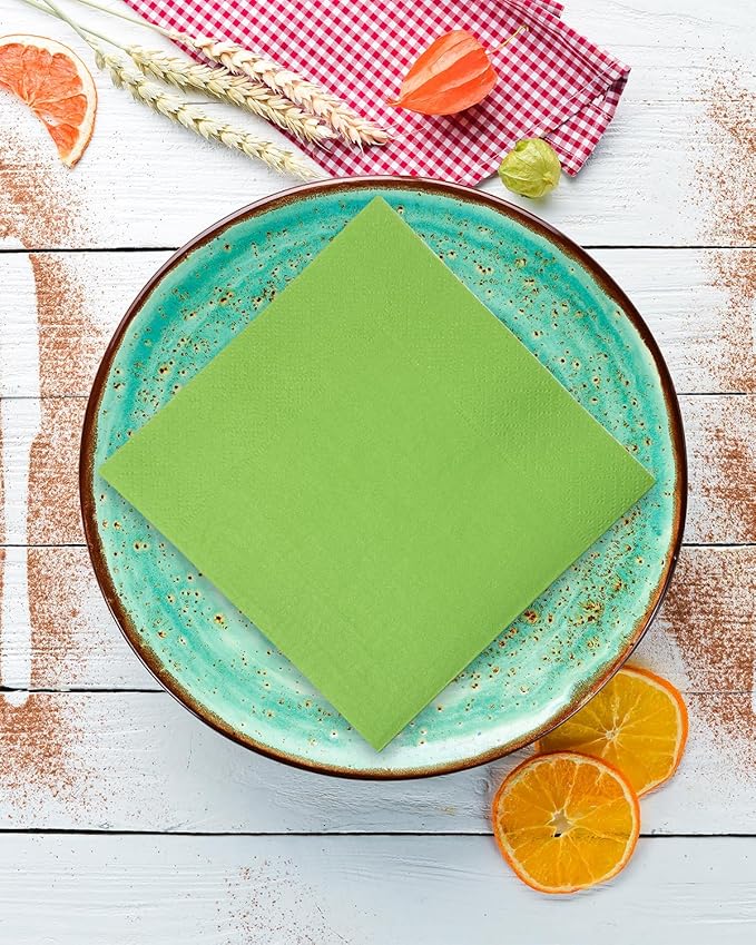 Pea Green Cocktail Napkins 5 * 5inch disposable Beverage Napkin paper for Cocktail, Wedding, Dinner，Birthday Party Dessert Wine Paper Napkins（ 120 Count）