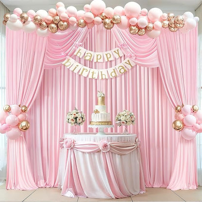 8 x 10 ft Baby Pink Backdrop Curtains Photo Background Panels Wrinkle Free Drapes for Backdrop Soft Long Curtains for Backdrop Decoration Princess Birthday Parties Wedding Bridal Shower