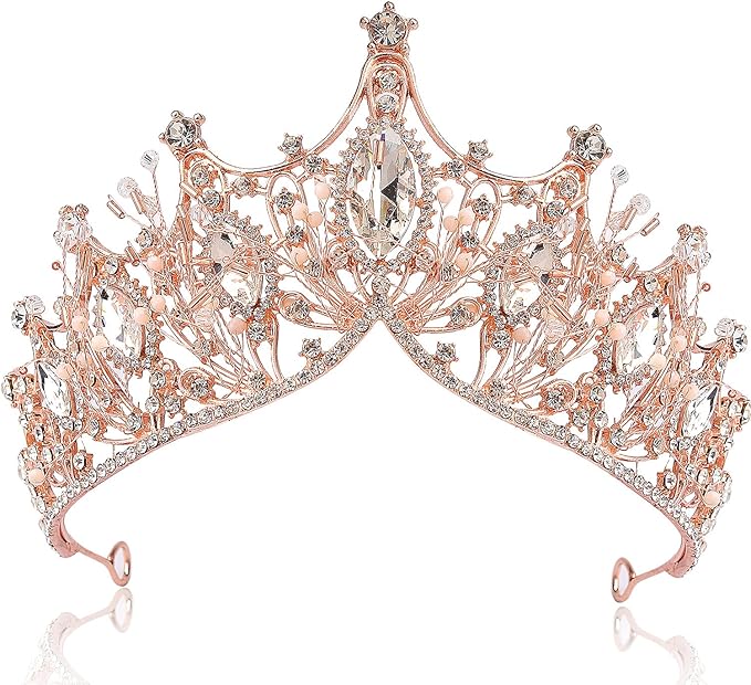 COCIDE Rose Gold Tiara and Crown for Women Crystal Headband for Girls Mermaid Queen Head Band Princess Hair Accessories for Birthday Party Bride Wedding Prom Halloween Costume Cosplay