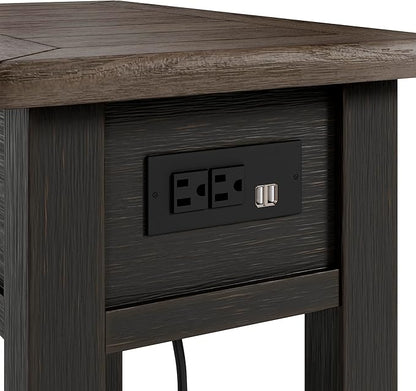 Signature Design by Ashley Tyler Creek Chair Side End Table, Plank-styled Top, Smooth-gliding Drawer, Wood, 14.13" W x 24.13" D x 24.13" H, Light Brown & Whitewash