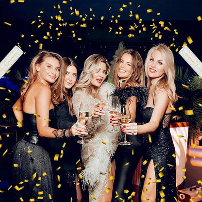 16" Gold Confetti Cannons - Party Poppers for Birthday Graduation Retirement Wedding New Year Celebrations - Easy to Use - Pack of 2