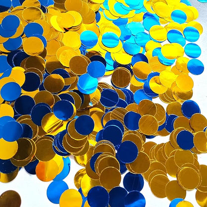 Blue and Gold Metallic Shiny Round Confetti 0.6 Inch-Table Sequin Confetti for Party Wedding Decoration(3.52 oz)
