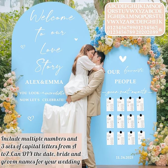 Personalized Wedding Sign Decals for Mirror Custom Welcome to Our Wedding Mirror Signs for Reception DIY Bride & Groom Names Date Vinyl Stickers Marriage Lettering Vinyl Decal for Party Entry Backdrop