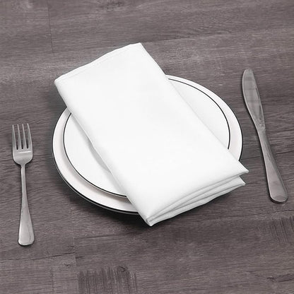50pcs Polyester Cloth Napkins - 17 x 17 inch White Dinner Washable Napkins with Hemmed Edges for Restaurant/Wedding/Hotel(50,White)