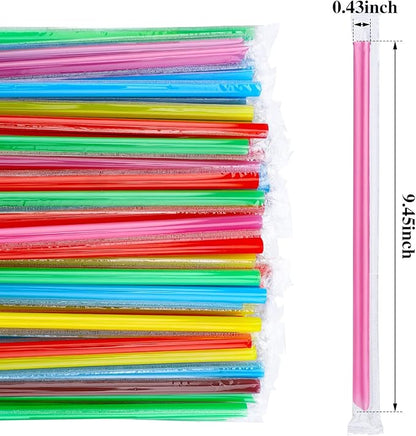 Vesici 1600 Pcs Jumbo Smoothie Straws Bulk Plastic Milkshake Wide Mouthed Disposable Drinking Straws, 0.43 x 9.45 Inch(Classic Color)