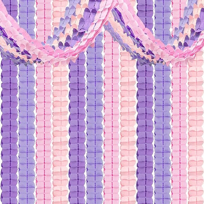 12Pcs Purple Pink Party Decorations, Hanging Pink and Lavender Paper Streamers Garland for Girls Women Baby Bridal Shower Wedding Graduation Birthday Galentines Valentines Day Decorations