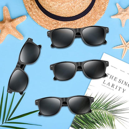 NEBURORA 24 Pack Black Sunglasses Bulk Retro Black Shades Party Sunglasses for Adult Men Women Summer Beach Party Accessories