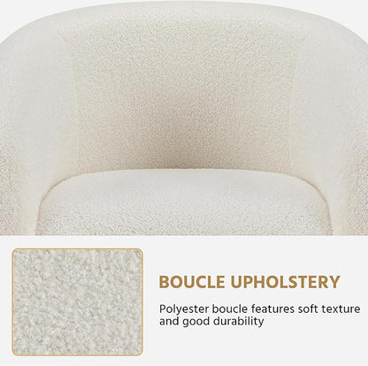 Yaheetech Barrel Chairs, Furry Accent Chairs with Soft Padded Armrest for Living Room Bedroom Waiting Room Office, Set of 2, Ivory