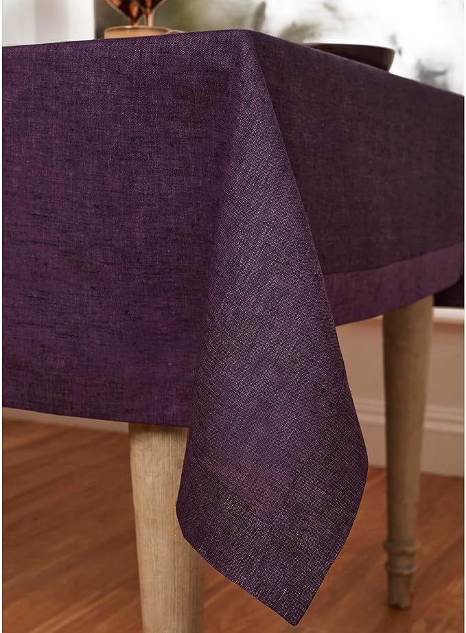 Solino Home Linen Tablecloth 60 x 132 Inch - 100% Pure Linen Grape Table Cloth for Rectangular Tables - Athena, Machine Washable Cloth Tablecloth for Fall, Autumn, Christmas, New Year