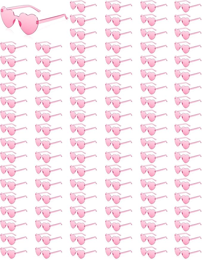 120 Pairs Heart Sunglasses for Women Bulk Transparent Pink Heart Shaped Sunglasses Bachelorette Party Glasses Fun Glasses for Party Favor to Add A Splash of Fun And Style