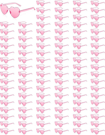 120 Pairs Heart Sunglasses for Women Bulk Transparent Pink Heart Shaped Sunglasses Bachelorette Party Glasses Fun Glasses for Party Favor to Add A Splash of Fun And Style