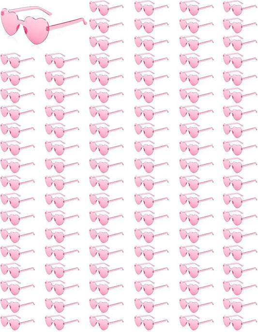 120 Pairs Heart Sunglasses for Women Bulk Transparent Pink Heart Shaped Sunglasses Bachelorette Party Glasses Fun Glasses for Party Favor to Add A Splash of Fun And Style