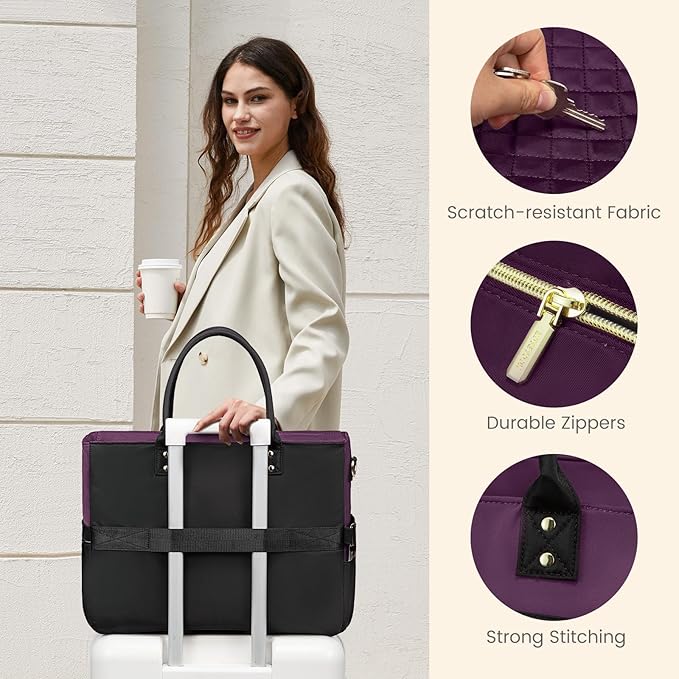 LOVEVOOK 15.6 Inch Teacher Tote Bag for Women Work, Laptop Bag Work Tote Bag Nurse Bags With Large Cup Holder, Professional Computer Briefcase Business Large Purses Handbag, Diaper Bag Mother Gift