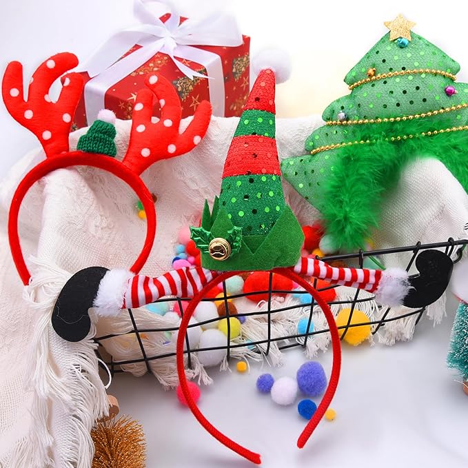 BQTQ 12 Pieces Christmas Headbands Xmas Party Costume Headband for Christmas Holiday Favor