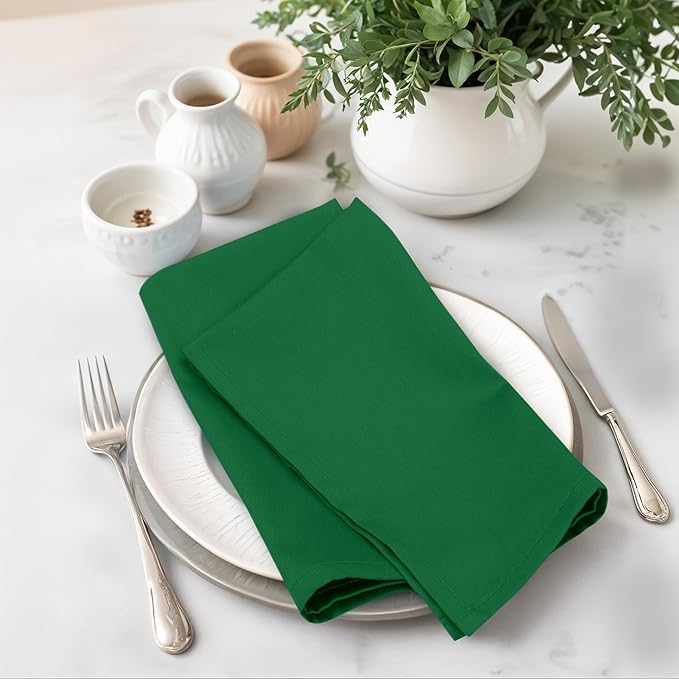 Zoyer Cloth Napkins Set of 12, 18x18 Inches Cotton Enrich Napkins Cloth ‎Washable, Soft & Durable Dinner Napkins for Parties, Wedding, Christmas, ‎Thanksgiving & Everyday Use - Dark Green