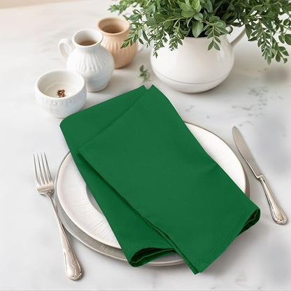 Zoyer Cloth Napkins Set of 12, 18x18 Inches Cotton Enrich Napkins Cloth ‎Washable, Soft & Durable Dinner Napkins for Parties, Wedding, Christmas, ‎Thanksgiving & Everyday Use - Dark Green