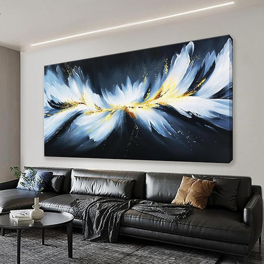 Large Abstract Black And Gold Wall Art For Living Room Modern Decorations Maximalist Canvas Wall Art Decor Prints Artwork Bedroom Kitchen Office Home Wall Decor 29" × 58"