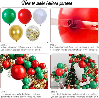 127pcs Red Green White and Gold Balloon Garland Kit - Red Green White Gold Balloon and Gold Confetti Balloons for Birthday Baby Shower Wedding Christmas Party Decoration