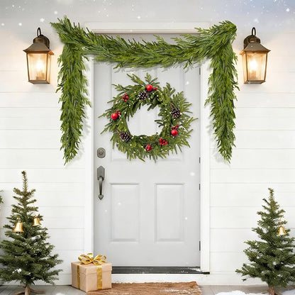 6FT Christmas Garland Norfolk Pine Garland Real Touch Faux Greenery Cedar Garlands for Mantle,Table,Wall,Christmas Decorations Indoor Outdoor