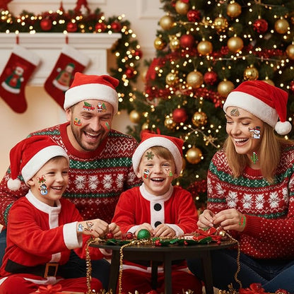 Christmas Temporary Tattoos | Christmas Decorations Party Favors Accessories Goodie Bags Stocking Stuffers Stickers Xmas Santa Claus Reindeer Snowman Gift Idea For Kids Boy Girl Teen Adult-60Pcs