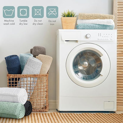 Madison Park Splendor Reversible 100% Cotton Tufted Bathroom Rug-3000 GSM Hotel Quality Luxurious Plush Medium Pile Bath Mat Absorbent, Quick Dry, Shower Room Décor, 24x60 Blue