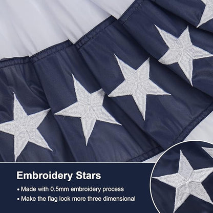 SYII Bunting Flag 4x8 Feet, Embroidery Stars U.S.A 4th of July Bunting Flags with 5 Brass Grommets, Patriotic Half Fan Banner for Fourth of July Decor, 4th of july Decorations Outdoor