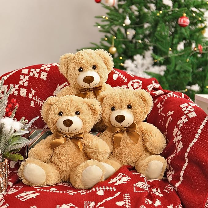 MaoGoLan 12 Pack Teddy Bears in Bulk, 14inch Small Stuffed Animals Teddy Bears for Baby Shower Wholesale Plushies for Themed Birthday Wedding Party Favors - 3 Colors