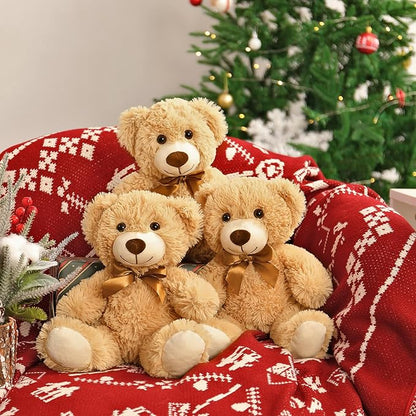 MaoGoLan 12 Pack Teddy Bears in Bulk, 14inch Small Stuffed Animals Teddy Bears for Baby Shower Wholesale Plushies for Themed Birthday Wedding Party Favors - 3 Colors