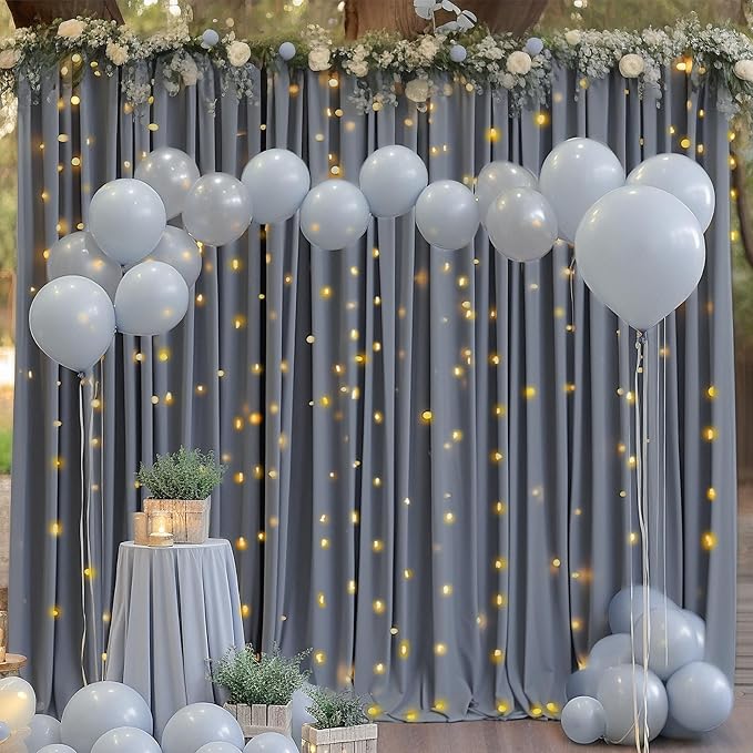 10x10 Charcoal Backdrop Curtain for Parties Wedding Wrinkle Free Silver Grey Photo Curtains Backdrop Drapes Fabric Decoration for Birthday Party Baby Shower 5ft x 10ft,2 Panels